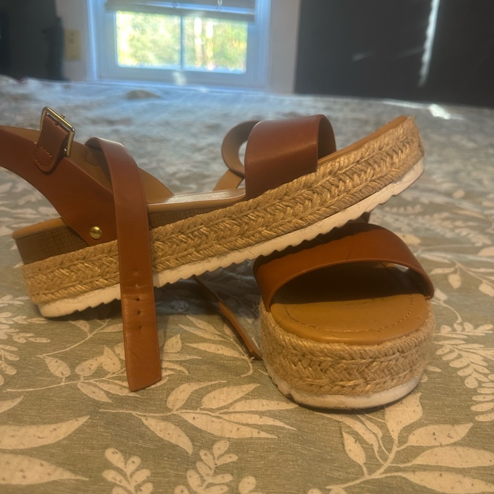 Brown Platform Sandals with Espadrille Sole